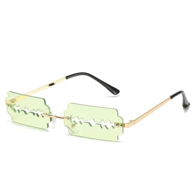 Rectangle Women's Sunglasses Unusual Glasses Personality Funny Spoof Razor Blade Yellow Men's Sunglasses Razor For Men