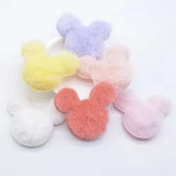 12Pcs 55*45mm Soft Plush Furry Mouse Head Applique for DIY Clothes Hat Shoes Sewing Patches Headwear Hair Clips Decor Accessory