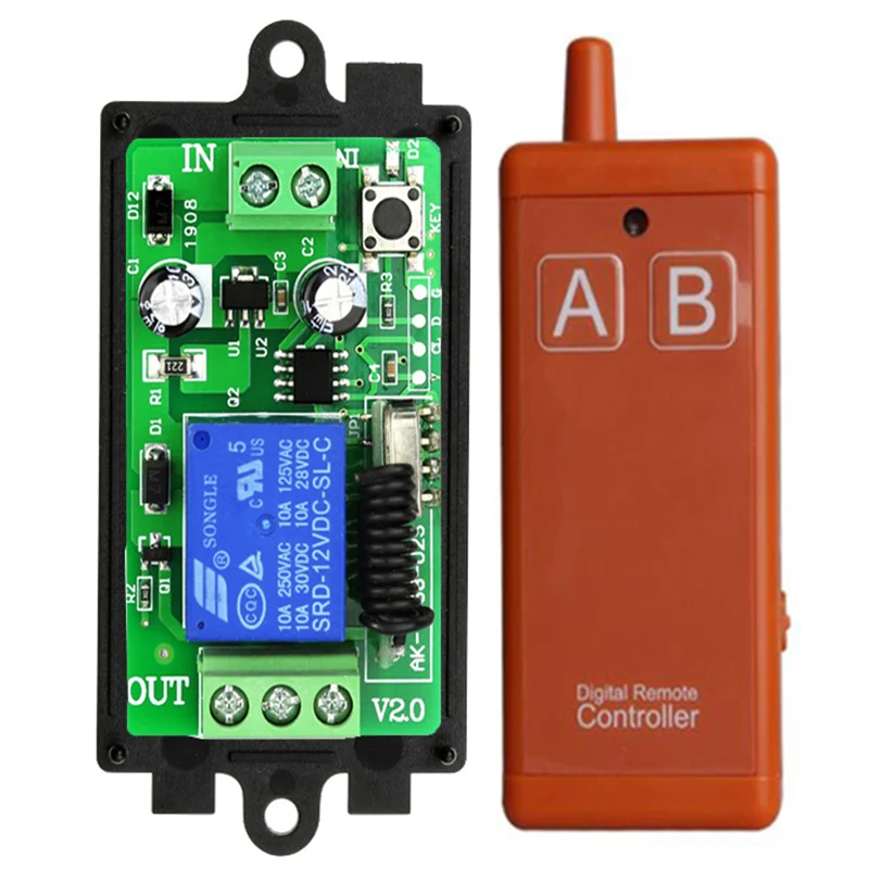 

433 МГц DC 12 В 24 В 1CH RF пульт дистанционного управления беспроводной релейный приемник контроллер USB перезаряжаемый для гаража \ двери \ светодиода \ лампы