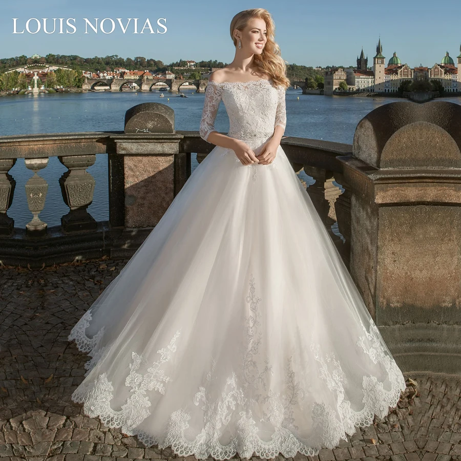 

Louis Novias A-Line Wedding Dress High-end Strapless Exquisite Embroidery Half Crystal Sashes Wedding Gowns Vestido De Noiva