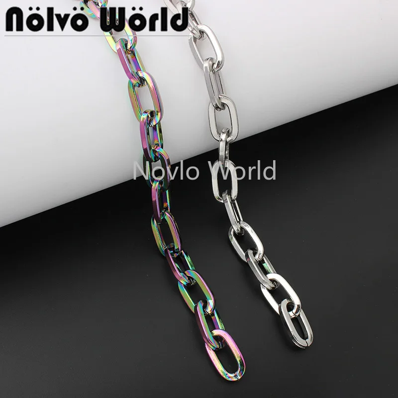 1-5meters by meter 2 colors silver rainbow 3mm thick 20*11mm Iron meterial O shape chains for DIY crossbody bag accessories