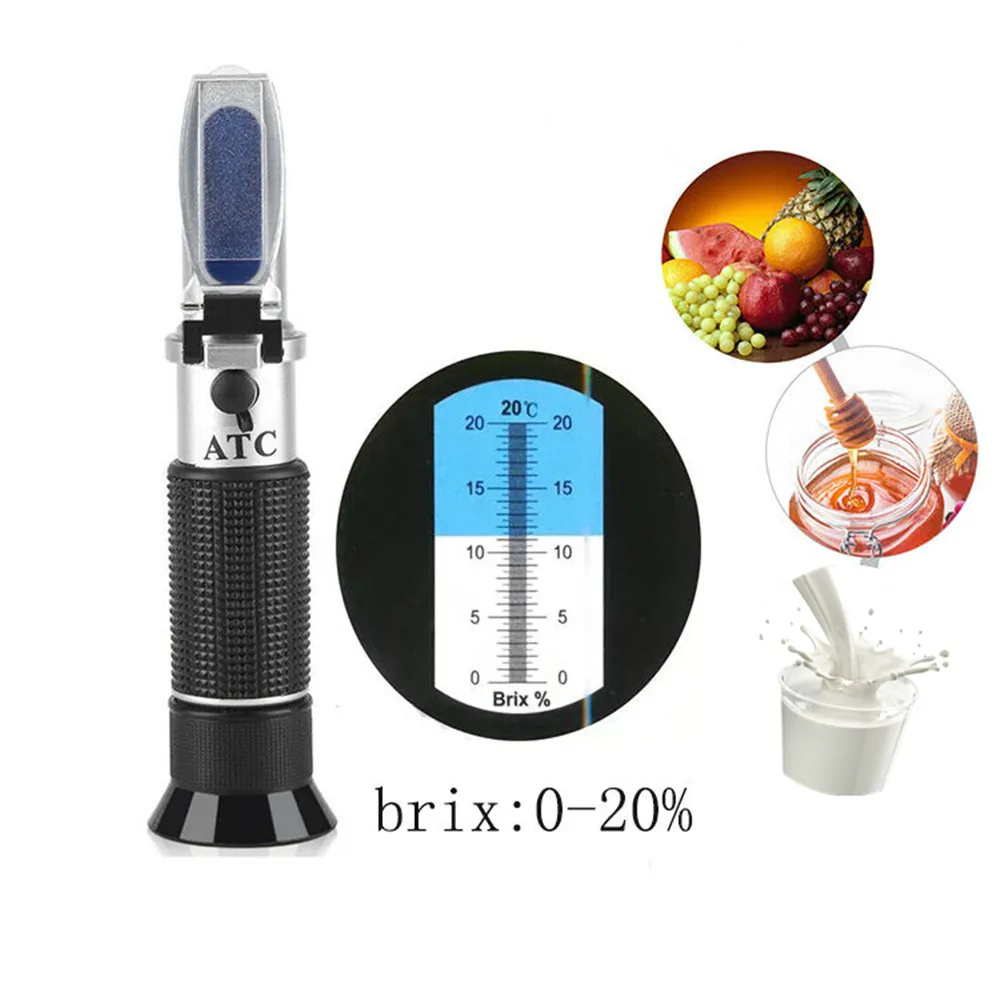 0-20% Brix Refractometer Handheld Sugar Refractometer Sugar Concentration With ATC Sweetness Optics Tester for Milk Fruit