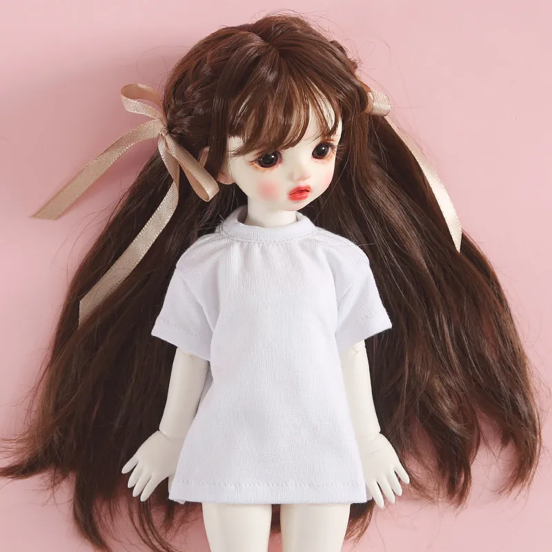 1/6BJD wig milk silk soft fake hair bangs long hair bow wavy curly short hair for SD DD yosd doll wig doll accessories