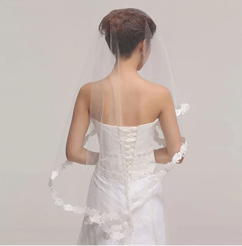 Bellissimo velo da sposa Appliques eleganti velo da sposa economico per fidanzamento accessori per il matrimonio di nozze