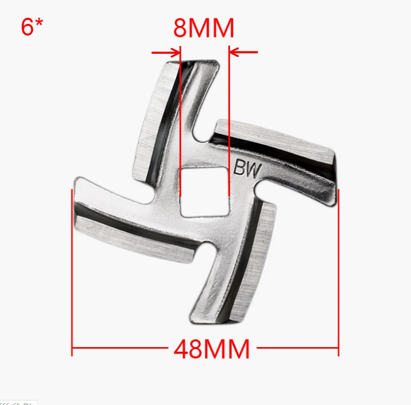 Cuchilla de cuchillo para picadora de carne eléctrica, pieza de reparación de electrodomésticos de cocina, 55mm, relleno de salchichas