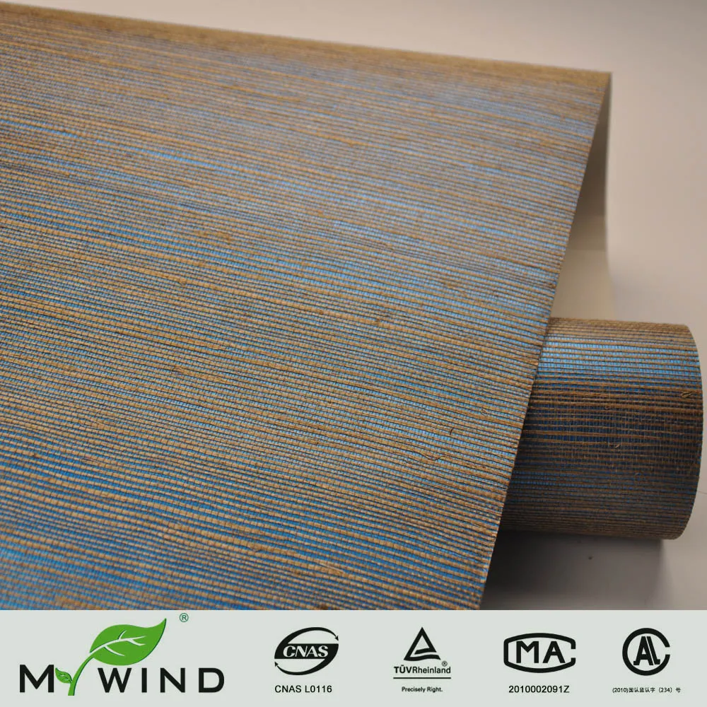 QP8159Small Sample MYWIND Blue Gliiter Sisal Luxury Interior Materials Home Decoration Modern Wall Heat Insulation Wallcovering