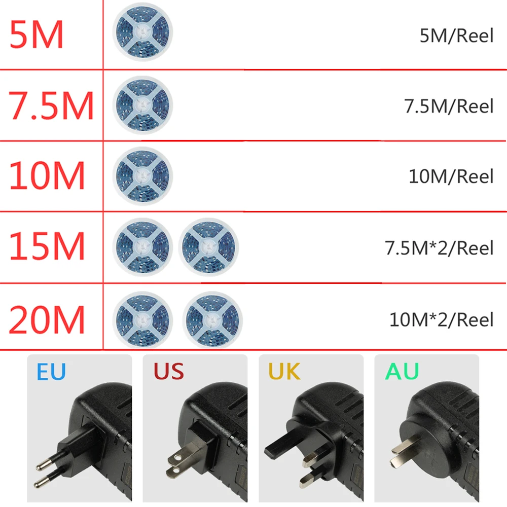 Bande lumineuse LED Bluetooth pour TV, rétro-éclairage DC 12V, 5M, 10M, 15M, 20M, rvb 5050 SMD 2835