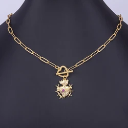 Nidin New Classic Christian Jesus Sacred Heart Pendant Men Women Catholic Religious Chain Necklace Jewelry Accessories Gift