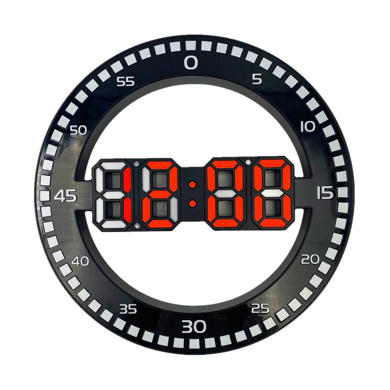 3D LED Digital Wall Clock Electronic Night Glow Round Wall Clocks Automatically Adjust Brightness Desktop Clock Decor Time Clock