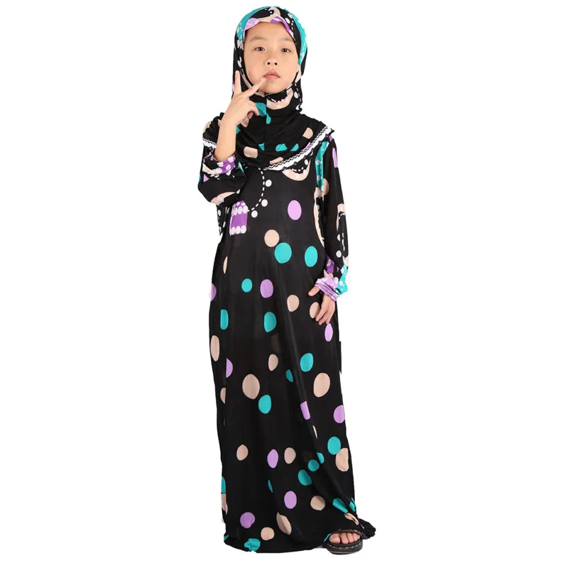 Khimar Jilbab Abaya for Girls Kids Dubai Black Dress Muslim Women Islamic Clothing Turkish Hijab Evening Dresses Arab Clothes