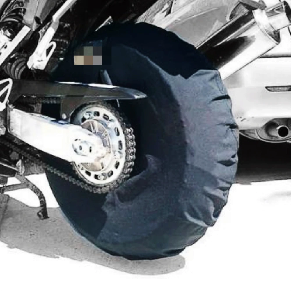 Front+ Rear 17 inch Tire Tyre Warmers Windstop Tire Cover Polar Fleece Windbreak Black Motorcycle Covers