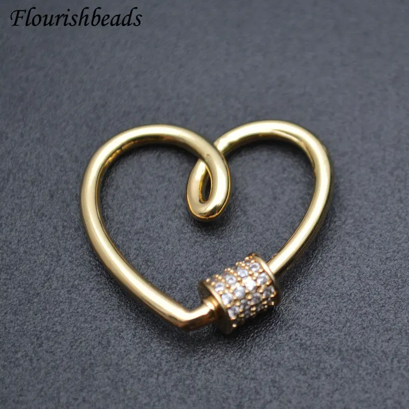 Heart Shape Clasps Supplies DIY Zircon Beads Lobster Spring Fastener Screw Clasps Accessories for Jewelry Making Components