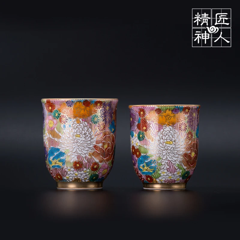 

burning gold foil flower imported from Japan, hand-painted couple of cups of tea cups of high-grade tea gift sets