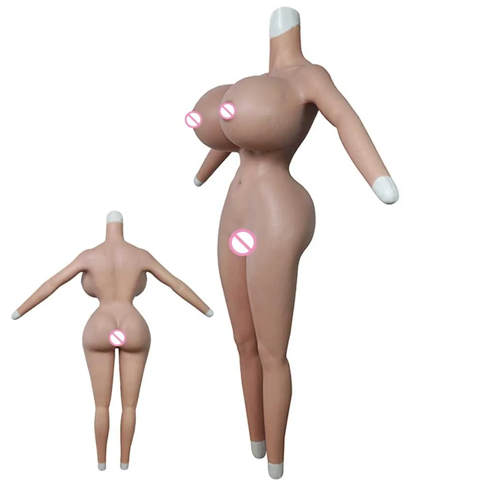 Urchoice Male To Female Silicone Bodysuit Crossdresser Huge X Cup With Arms Hip Lifting Buttock Fake Vagina Catheter Anus Sissy