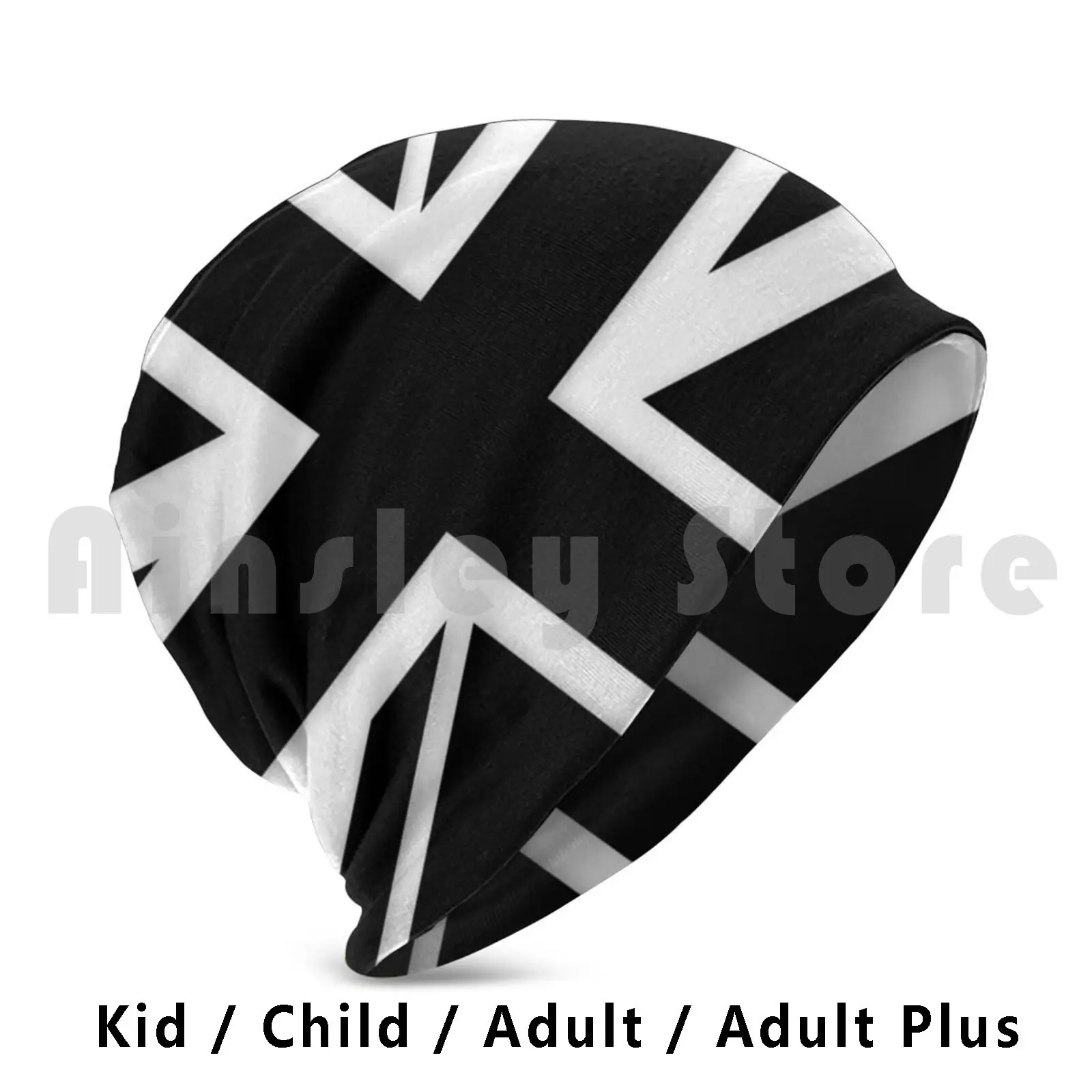 Black And White Uk Union Jack Flag Beanie Beanie Hedging Cap DIY Print Cushion Flag Cool Retro Face Swag Awesome Vibes