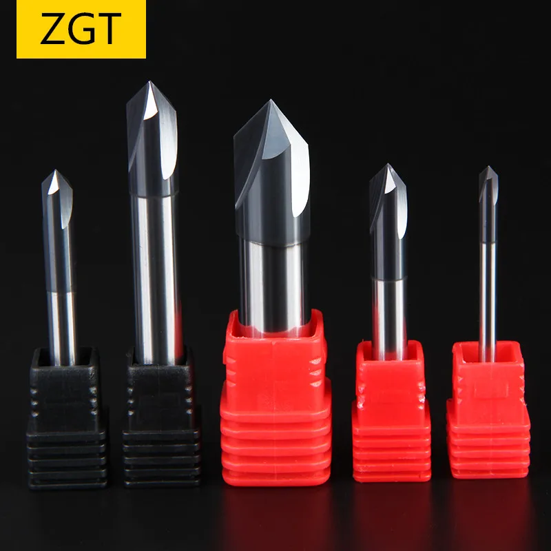 ZGT Chamfer End Mills 60 90 120 Degree Coated 3 Flute Endmill Carbide Tungsten Steel Chamfering Milling Cutter End Mill 6mm 8mm