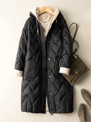 SEDUTMO Long Winter Duck Down Jacket Women Quilted Warm Oversize Thick Hooded Coat Fashion Casual Patchwork For Autumn ED1799