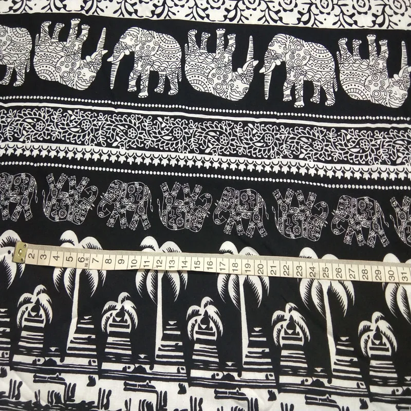 1 Meter Black Mixed White Viscose Elephant Coconut Tree Rayon Fabric Elephant Patchwork Soft Smooth Fabric For Shirt Baby Cloth