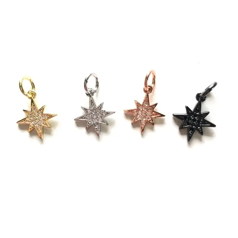 10pcs Exquisite Star Charm Pendants for Women Earrings Making Small Size Gold Silver Rhinestone Bracelet Necklace Accessory Bulk