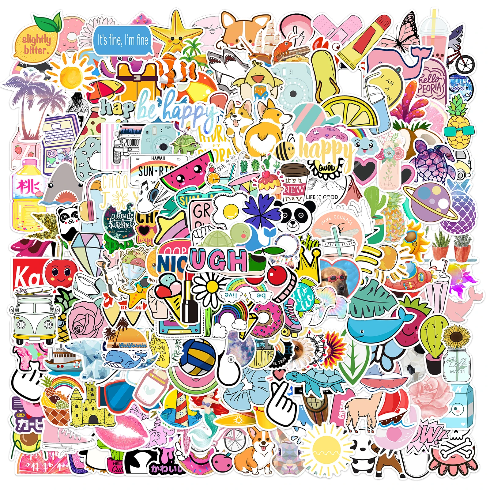 100/200/300Pcs/set Cartoon VSCO Stickers For Grils Guitar Kids TOY Bicycle Motorcycle Car Skateboard Luggage Decals Kids Toy