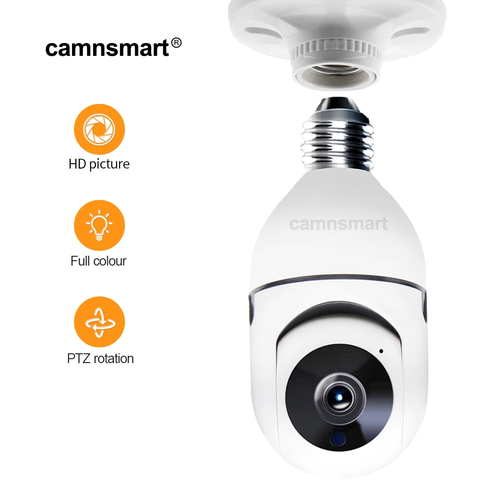 

Camnsmart 2MP Light Bulb Camera WIFI E27 Socket Auto Tracking Night Vision Two-way Audio Wireless Security Monitor YCC365Plus