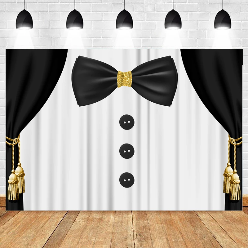 Mocsicka Baby Shower Photography Background Curtain Bow Tie Button Decoration Style Newborn Baby Portrait Photo Backdrop Studio