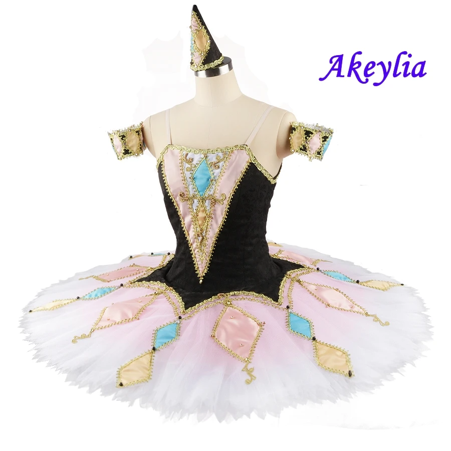 Akeylia harlequinade professional ballet tutu for girls adult competition tutu dress pancake funny ballerina tutu stage child