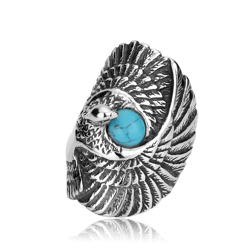 BEIER Drop Ship 316L Stainless Steel Biker Jewelry For Man High Quality Cool Punk 3D Eagle head Animal Ring gift BR8-436