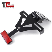 Motorcycle Adjustable Rear License Number Plate Tail Frame Holder Bracket with LED Light Universal Motorbike Accessories