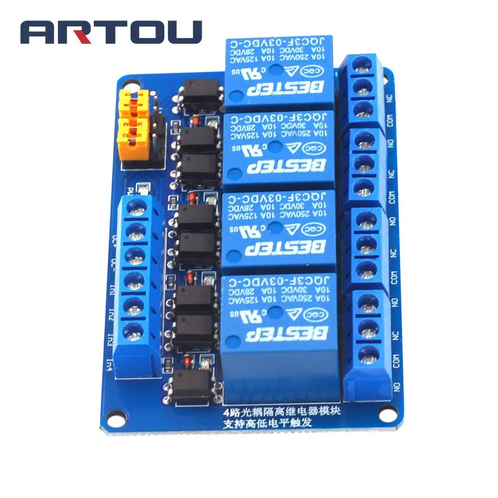 3.3V 4 Channel Relay Module High and low Level Trigger Dual Optocoupler Isolation 3.3V Relay Module for Arduino