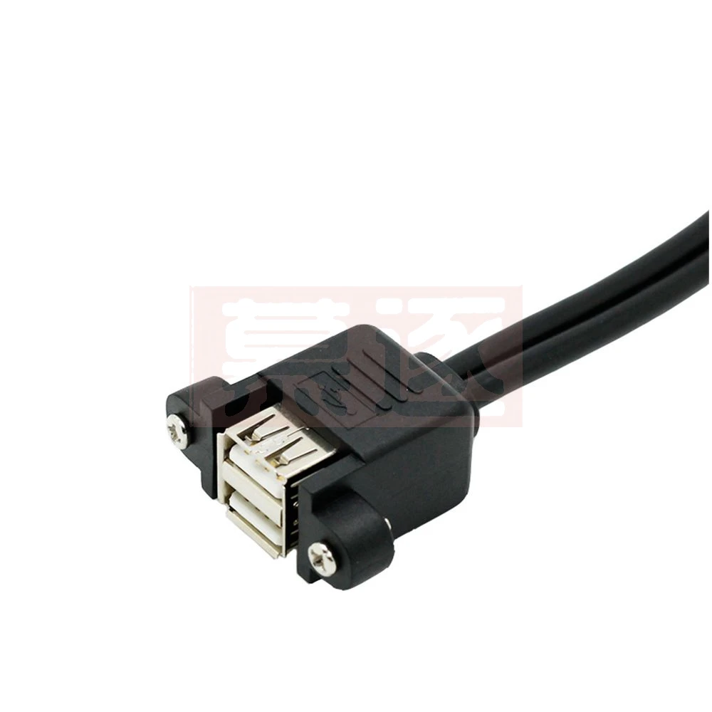 Dual Port USB 2.0 A Male to Female M/F Extension Screw Lock Panel Mount Cable 50cm 25cm 100cm