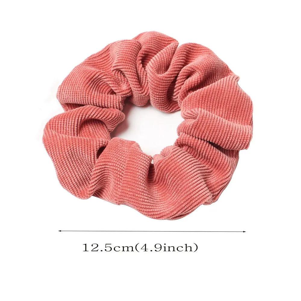 Schnur Scrunchie Herbst Winter Cord Fester Stoff Scrunchies Set Elastische Haarbänder Mode Pferdeschwanz Haargummi Seil Kopfbedeckung 3PK – Detail 5