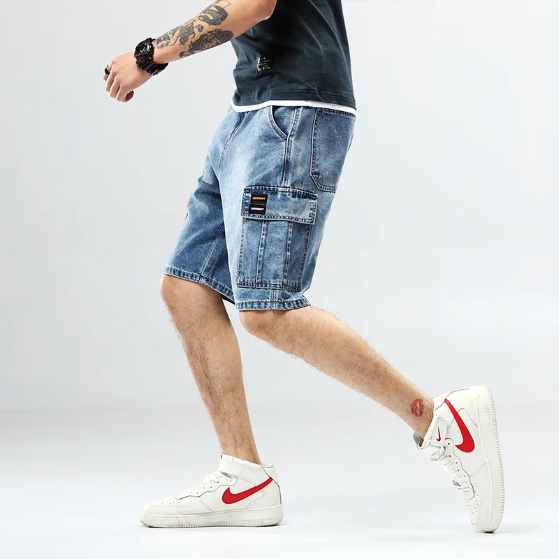 

2021 New Mens Casual Jeans Short Slim FIt Men Multi Packet Street Denim Cargo Short Streetwear For Man Plus Size 28-42