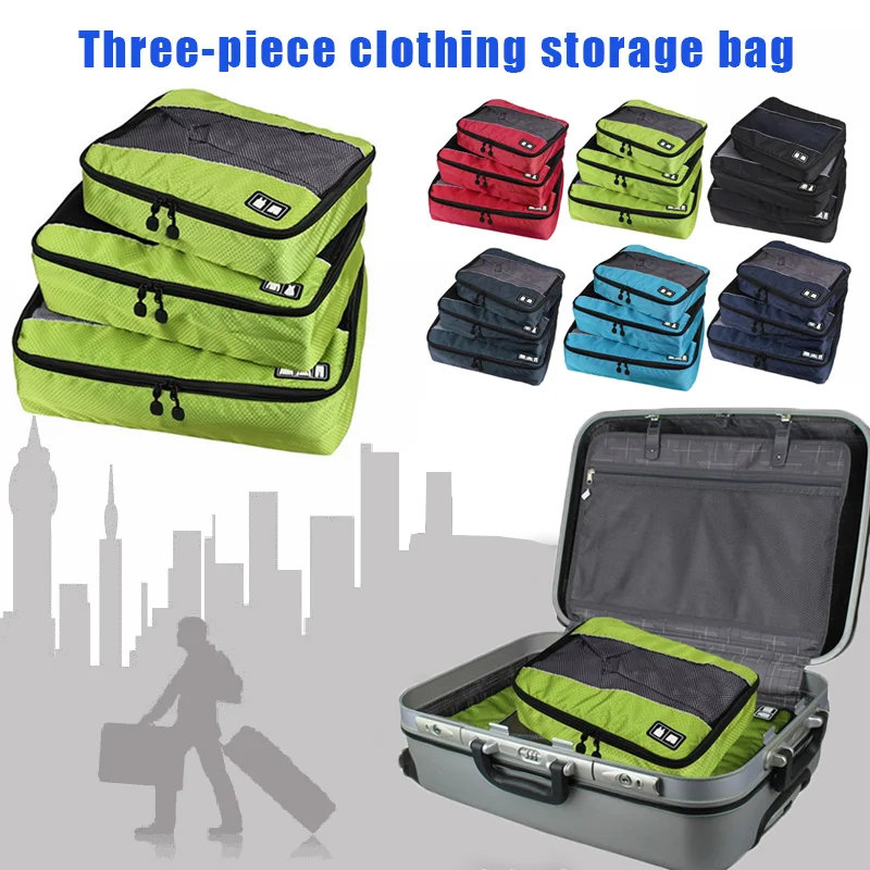 3 Pcs/Set Clothing Packing Cubes Travel Bag for Shirts Pants Garment Bags Luggage Organizers Necessaire