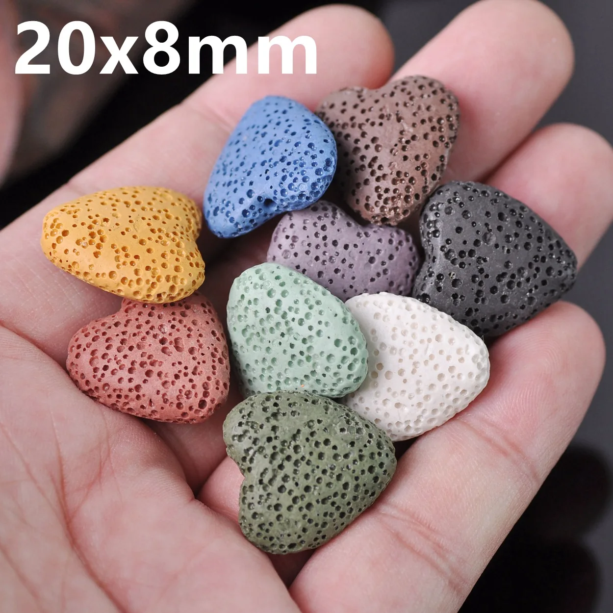 5pcs Natural Volcano Lava Stone Heart Shape 20x8mm 26x8mm Loose Crafts Beads Lot for Jewelry Making DIY Earring Findings