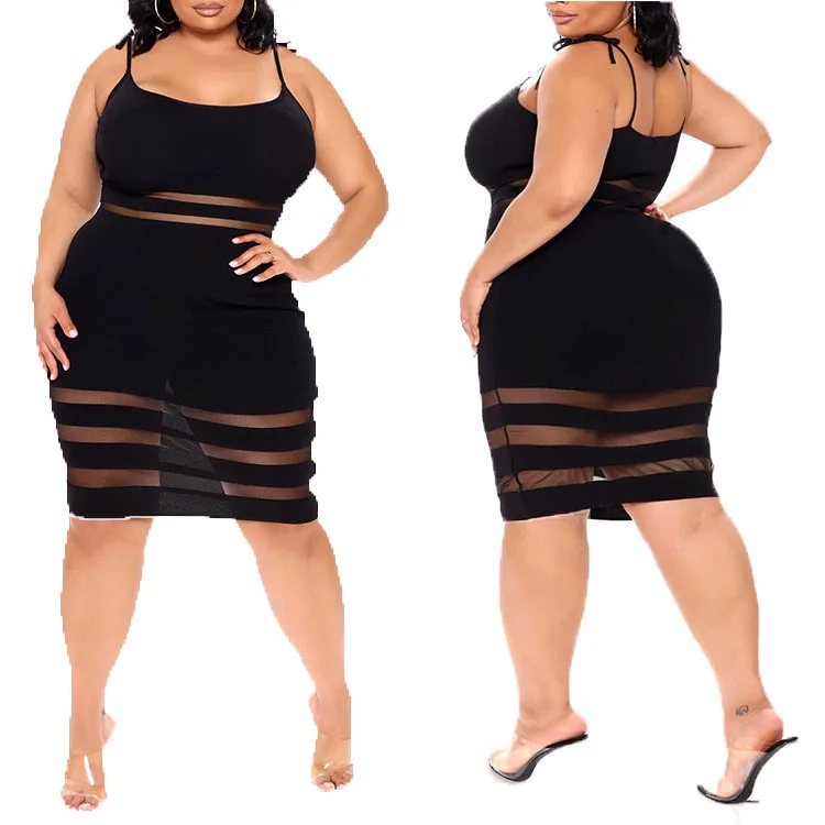 XL-5XL Plus Size women summer clothing sexy dress fashion casual black short sleeve halter club dress Wholesale Dropshipping