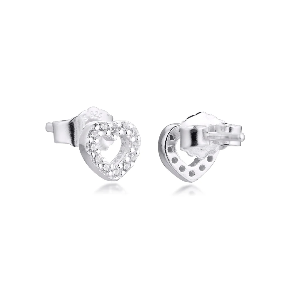 Sparking Heart Stud Earrings 2021 Christmas Gift Sterling Silver Jewelry Earrings For Woman Party Jewelry Making