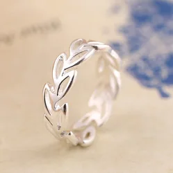 925 Sterling Silver Leaves Open Rings For Women Hypoallergenic Fashion Girl Sterling-silver-jewelry