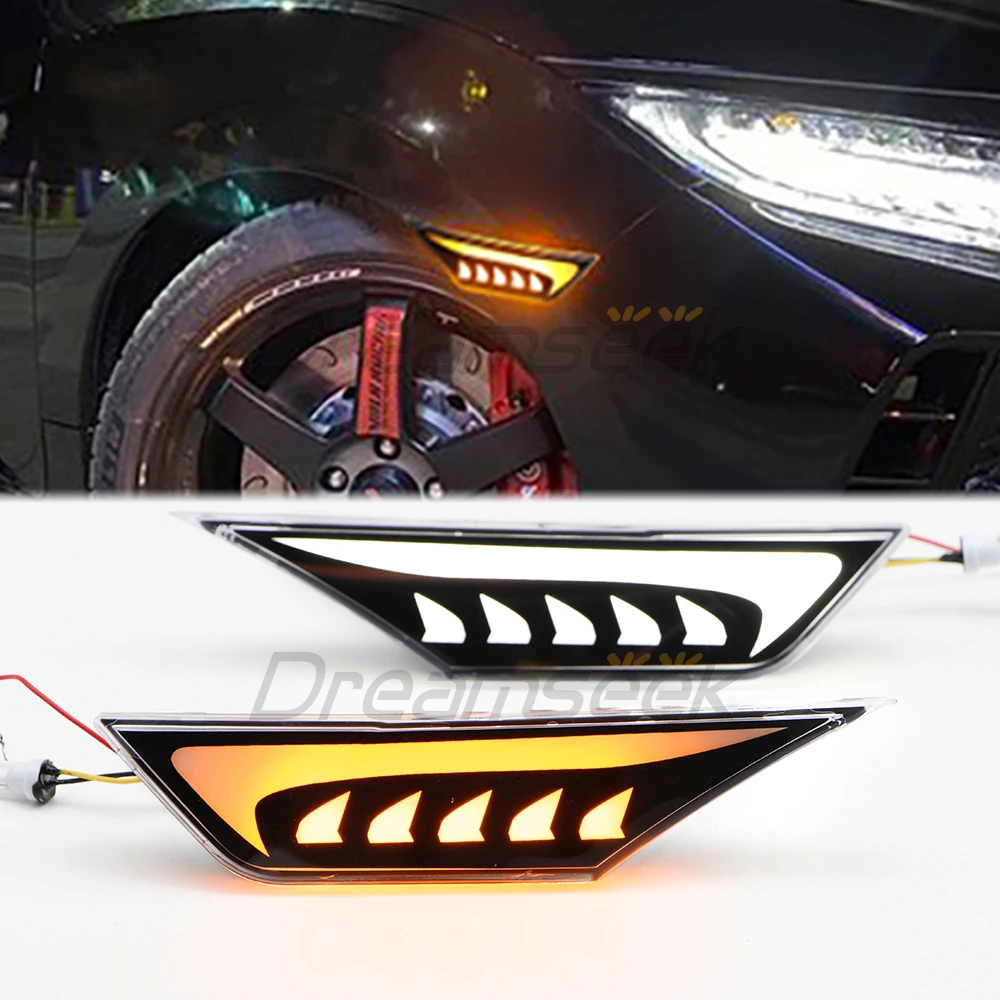 LED Side Fender Marker Light for Honda Civic / Type R 2017-2021 Dynamic Sequential Turn Signal Lamp Flame Type