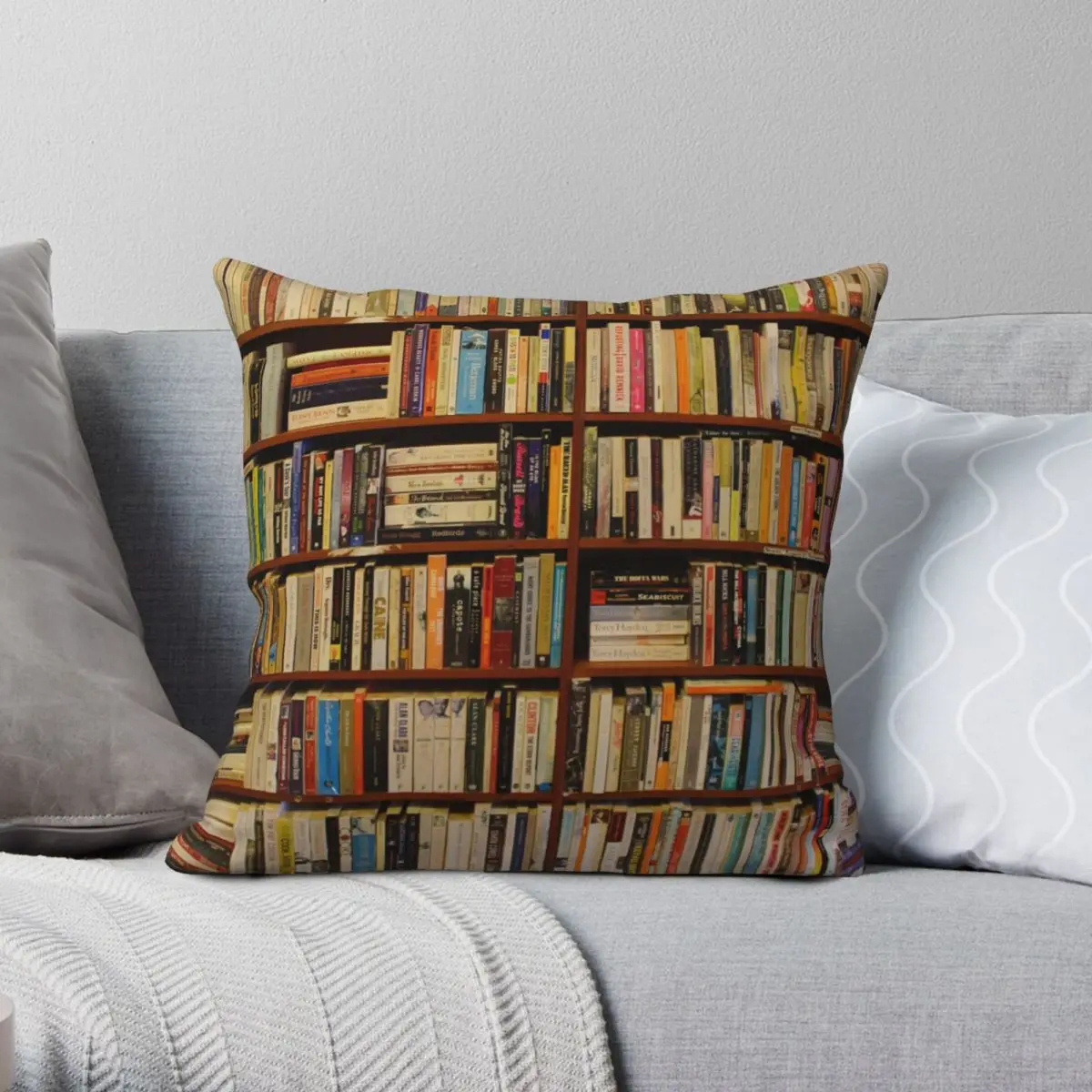 Books Square Pillowcase Polyester Linen Velvet Printed Zip Decor Throw Pillow Case Sofa Cushion Cover