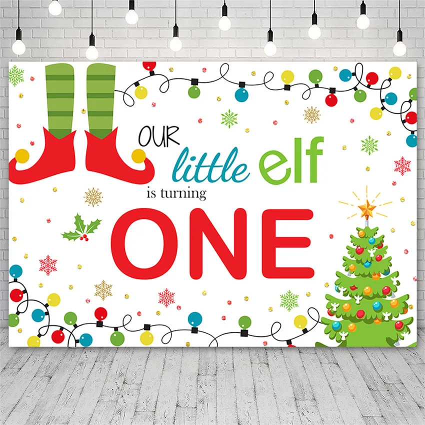 Mehofond Child 1st Happy Birthday Party Merry Christmas Tree Backdrop Photography Background Props Photo Wallpaper Banner