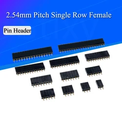 2.54MM Pitch Single Row Female 2~40P PCB socket Board Pin Header Connector Strip Pinheader 2/3/4/6/10/12/16/20/40Pin For Arduin