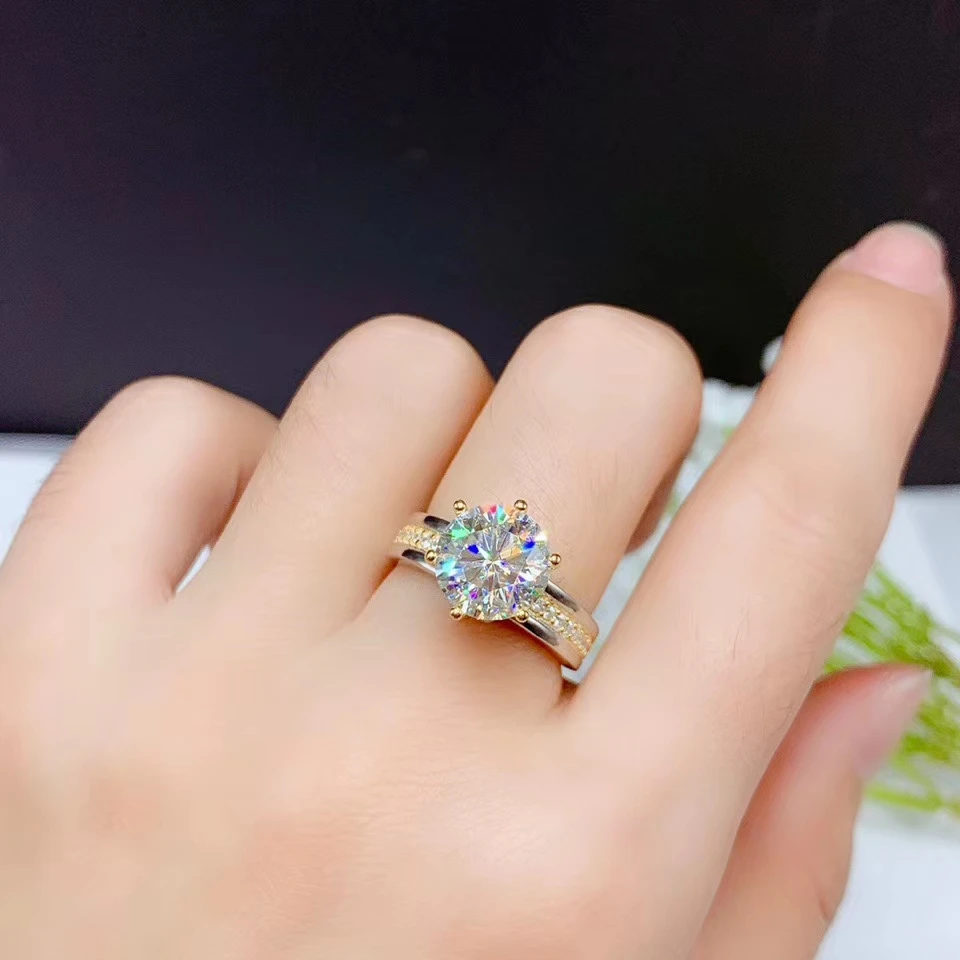 KJJEAXCMY fine jewelry 925 sterling silver inlaid Mosang Diamond gemstone ladies ring exquisite support detection hot selling