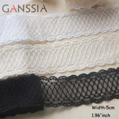 1yard Width:5cm Bilaterally Twined Design  Wavy Lace Cotton Net Embroidered Lace for Handwork clothing DIY (ss-808)