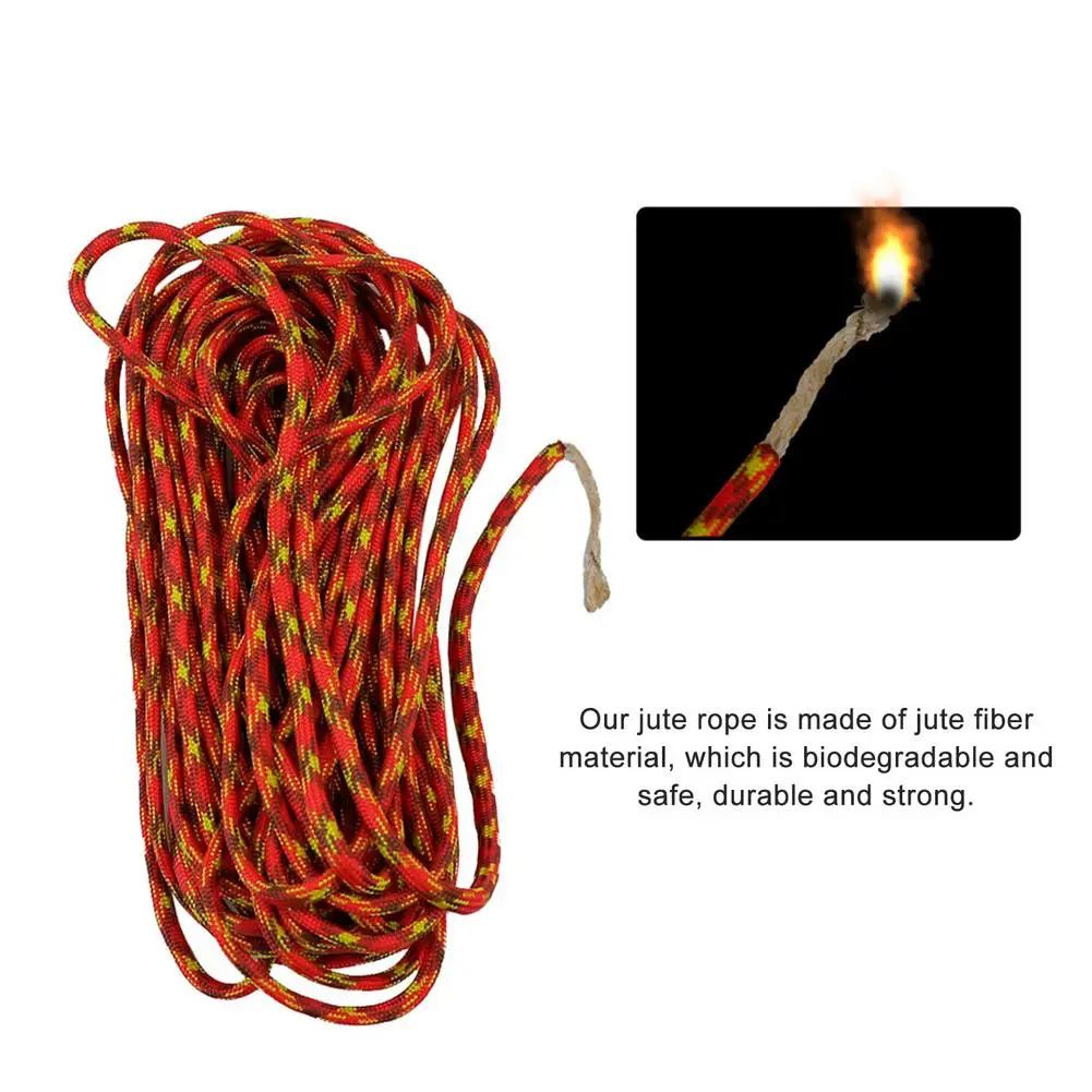 25feets Outdoor Fire Starter Jute Tinder Igniting Rope Impervious Camping Wax Dipping Ignition Cord Tinder Wick Hemp Ropes Tools