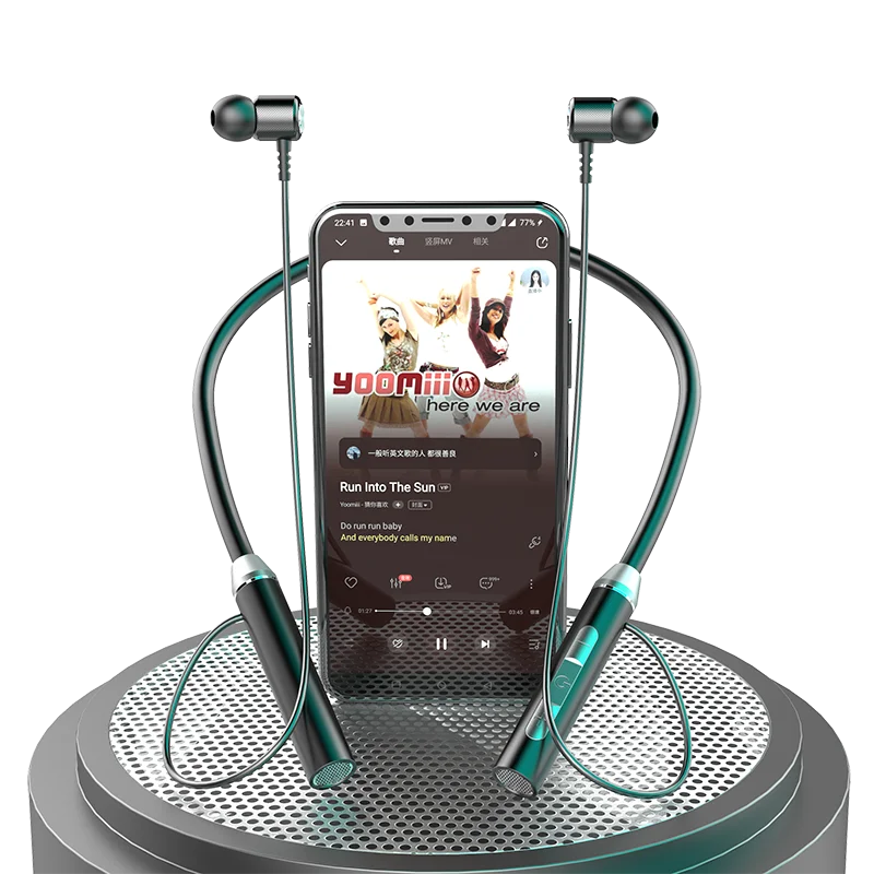 BT63 TWS Wireless Bluetooth Neckband Earphones Magnetic Sports Running Headset Sport Earbuds Noise Reduction Headphone TF Card