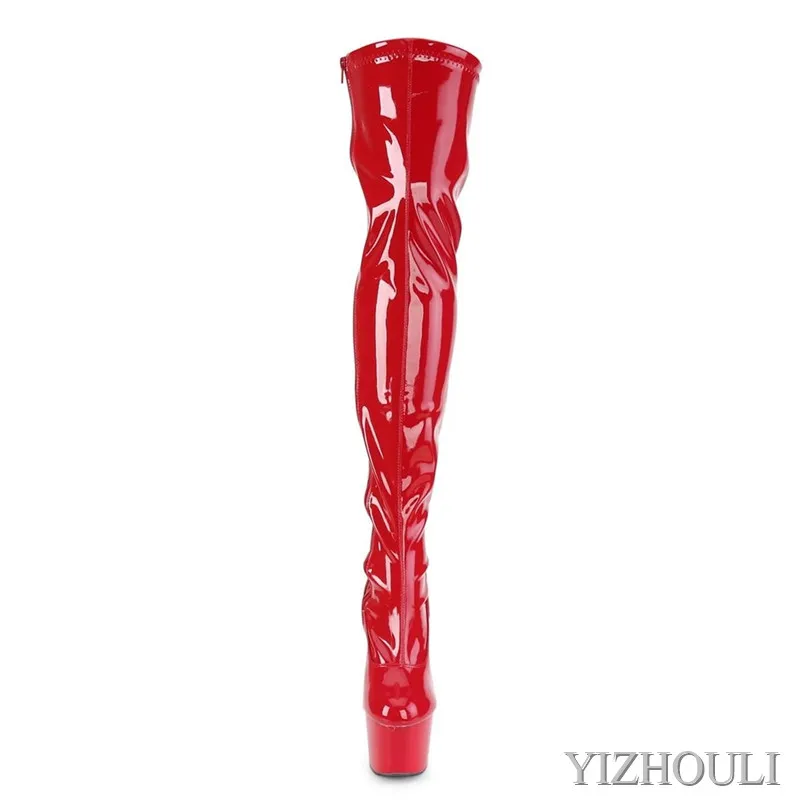 17cm knee high boots, open zipper boots, high heels sexy nightclub pole dancing boots