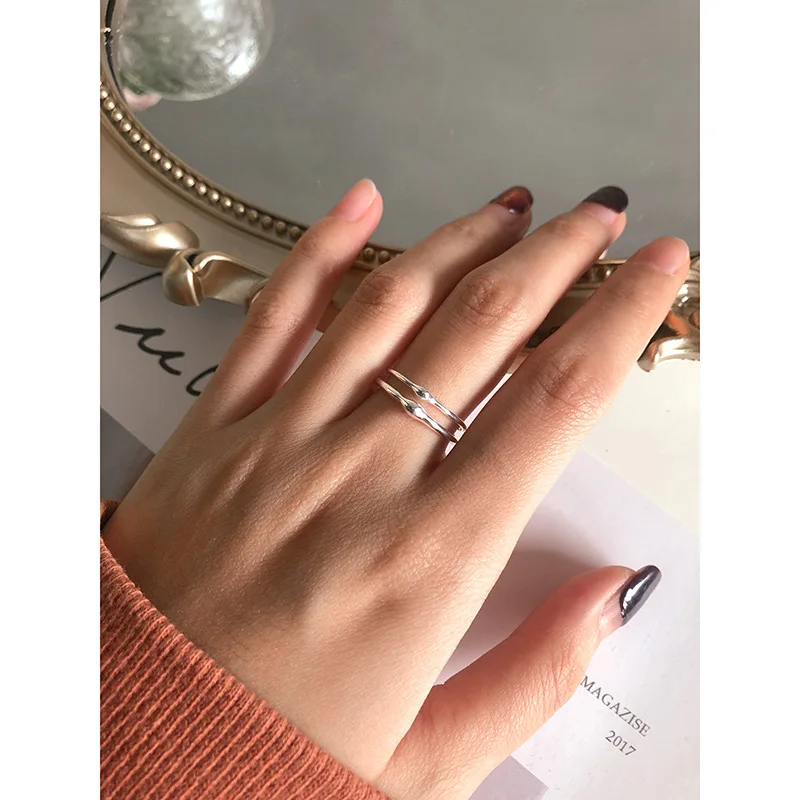 F.I.N.S Minimalist Versatile Real S925 Sterling Silver Ring Smooth Thin Line Stackable Finger Ring Silver 925 Fine Jewelry