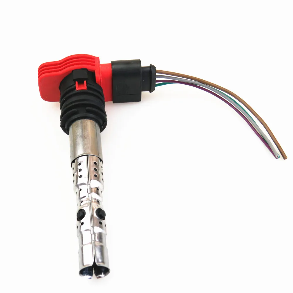 FHAWKEYEQ 1Set Red Ignition Coil Nozzle + Connection Plug Cable For A4 A8 A6 2001-2006 06C 905 115 L 06C 905 115 E 1J0 973 724