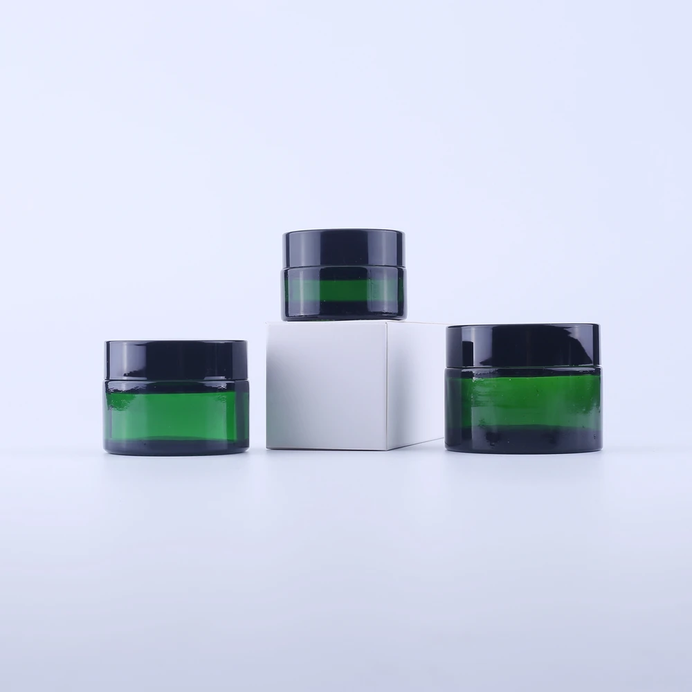 

100pcs 20g 30g 50g Empty Green Glass Cosmetic Jars Makeup Container Lotion Bottle Vials Face Cream Sample Pots Gel Box